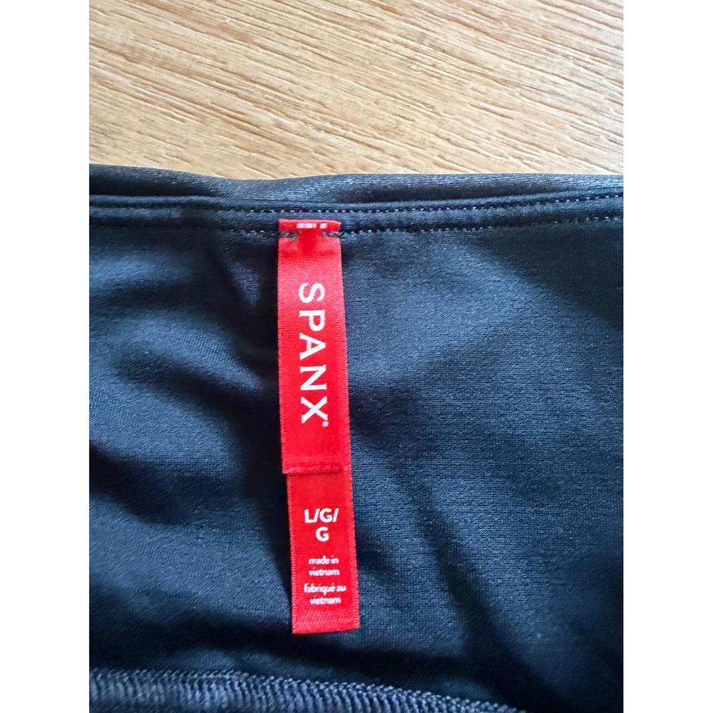 Spanx Faux Leather Leggings Very Black High Waisted Shaping Large - Picture 4 of 5